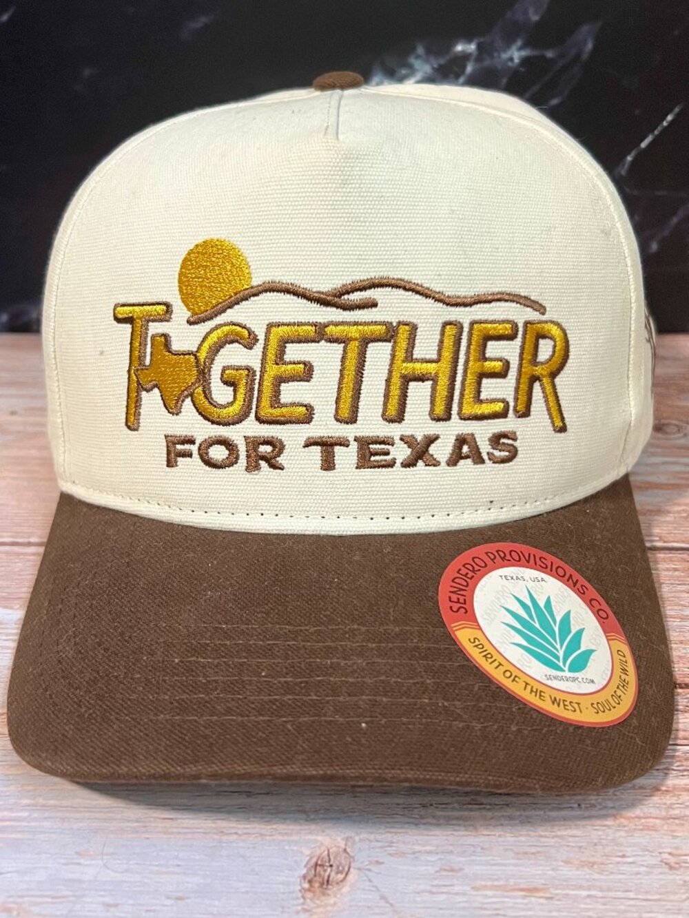Together For Texas Sendero Provisions Co. Cream & Brown Snapback Hat, Unisex